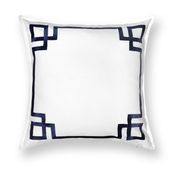 Hofdeco Navy Blue Greek Key 20" Throw Pillow Cover Water Repellent Cushion Case - Picture 1 of 8